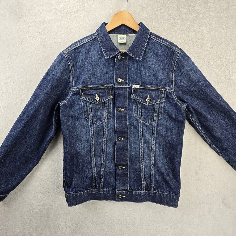 Vintage Dickies Denim Jacket Mens XL (Fits Medium) Blue Selvedge Type 2 90s Y2K - Picture 2 of 11